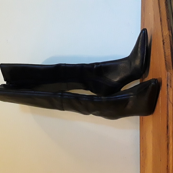 Black High-heel Boots real leather, 6.5, black - Picture 2 of 4